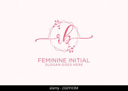 RB beauty monogram and elegant logo design handwriting logo of initial signature, wedding, fashion, floral and botanical with creative template. Stock Vector