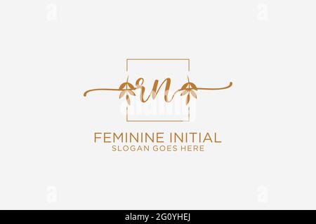 RN beauty monogram and elegant logo design handwriting logo of initial signature, wedding, fashion, floral and botanical with creative template. Stock Vector