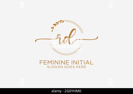 RD beauty monogram and elegant logo design handwriting logo of initial signature, wedding, fashion, floral and botanical with creative template. Stock Vector