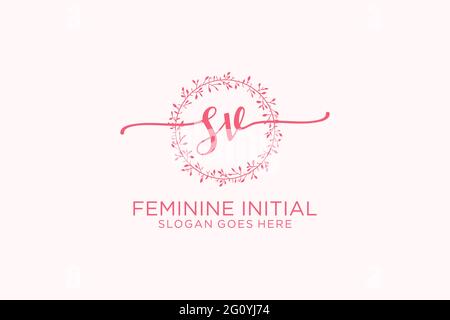 SV beauty monogram and elegant logo design handwriting logo of initial signature, wedding, fashion, floral and botanical with creative template. Stock Vector