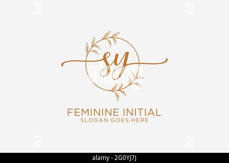 SY beauty monogram and elegant logo design handwriting logo of initial signature, wedding, fashion, floral and botanical with creative template. Stock Vector