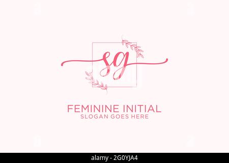 SG beauty monogram and elegant logo design handwriting logo of initial signature, wedding, fashion, floral and botanical with creative template. Stock Vector
