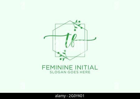 TF beauty monogram and elegant logo design handwriting logo of initial signature, wedding, fashion, floral and botanical with creative template. Stock Vector