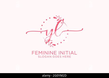 Y L YL Beauty vector initial logo, handwriting logo of initial signature,  wedding, fashion, jewerly, boutique, floral and botanical with creative  template for any company or business. - Stock Image - Everypixel