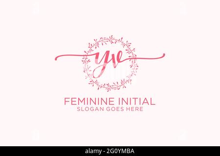 YV beauty monogram and elegant logo design handwriting logo of initial signature, wedding, fashion, floral and botanical with creative template. Stock Vector