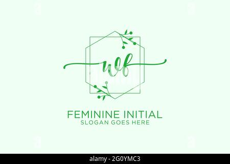 WF beauty monogram and elegant logo design handwriting logo of initial signature, wedding, fashion, floral and botanical with creative template. Stock Vector