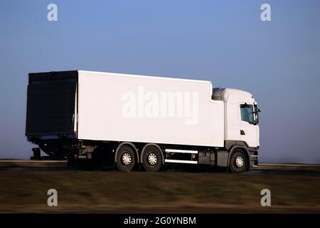 Symbol image: Truck on the highway Stock Photo