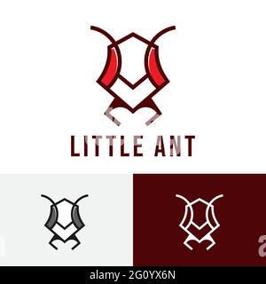 Little Small Tiny Ant Head Abstract Line Logo Stock Vector