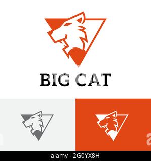 Triangle Big Cat Tiger Leopard Cougar Cheetah Jaguar Logo Stock Vector