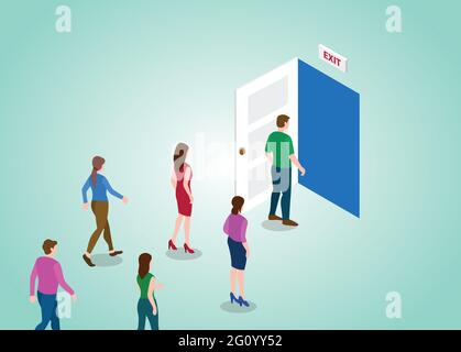 exit door for people with modern flat isometric style vector illustration Stock Photo