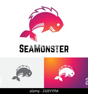 Sea Monster Fish Water Predator Logo Symbol Stock Vector