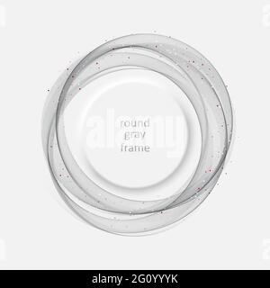 Gray round wavy transparent smoky wave background.Abstract frame Stock Vector