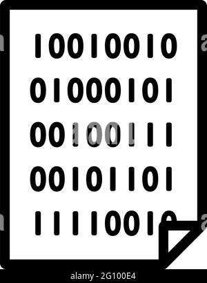 Sheet With Binary Code Icon. Editable Bold Outline Design. Vector ...
