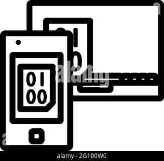 Exchanging Data Icon. Editable Bold Outline Design. Vector Illustration. Stock Vector