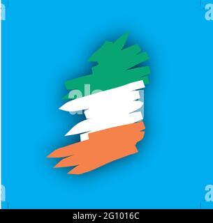 Vector illustration of Ireland, map and flag Stock Vector