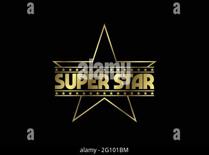 Golden Super Star Text Logo Sign Symbol Stock Vector Image & Art - Alamy