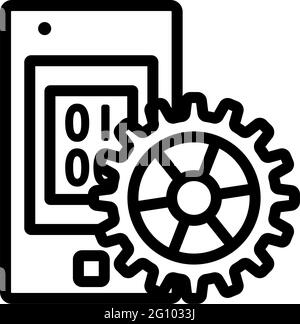 Mobile Development Icon. Editable Bold Outline Design. Vector Illustration. Stock Vector