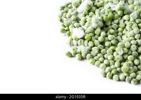 Frozen green peas isolated on white background Stock Photo