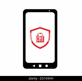 A logo of a smartphone with firewall or a protected smartphone Stock Vector