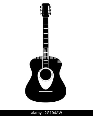 acoustic guitar black and white isolated illustration Stock Vector ...