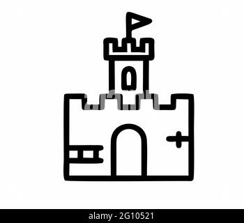 Medieval castle and towers in black and white as a vector for logo, sign, apps and website Stock Vector