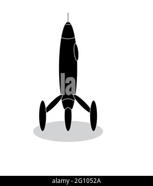 Space rocket vector in black and white isolated Stock Vector