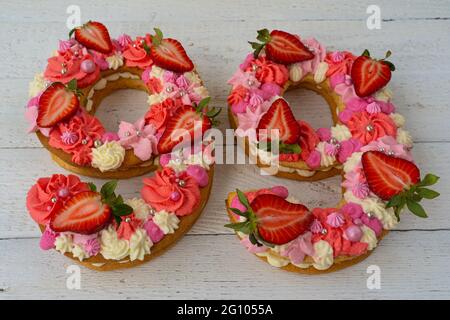 Birthday Cake Unusual Modern Design Strawberries Spring Time Postcard Holiday Congratulations Are Bright And Creative Beautiful Cake In The Shape Stock Photo Alamy