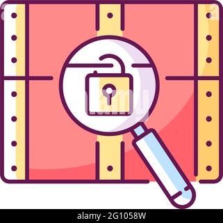 Chest with lock RGB color icon Stock Vector