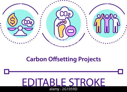 Carbon offsetting projects concept icon Stock Vector
