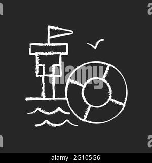 Lifeguarding training chalk white icon on dark background Stock Vector