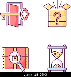 Puzzle RGB color icons set Stock Vector