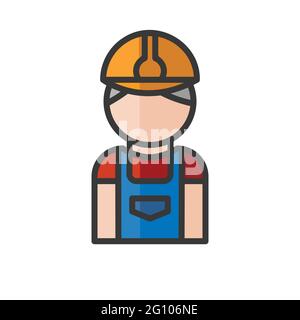 Mason avatar. Construction worker character. Profile user, person. People icon. Isolated vector illustration Stock Vector