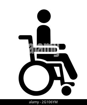 A wheelchair vector in black and white isolated made for signs as a logo, Wheelchair icon or silhouette. Stock Vector