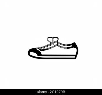 A sneaker or sporting shoe in black and white as a vector isolated, for sign, logo, apps or website Stock Vector