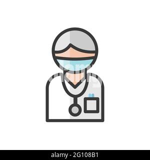 Male doctor avatar with mask. Medicine services character. Profile user, person. People icon. Isolated vector illustration Stock Vector