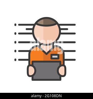 Male prisoner avatar. Offender character. Profile user, person. People icon. Isolated vector illustration Stock Vector