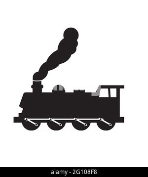 Steam train locomotive vector illustration in black and white isolated Stock Vector