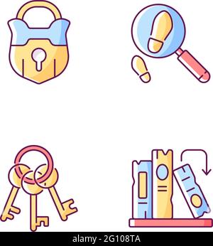 Solving mystery RGB color icons set Stock Vector