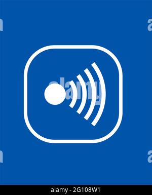 Wifi logo in a rectangle with rounded corners vector white on blue Stock Vector