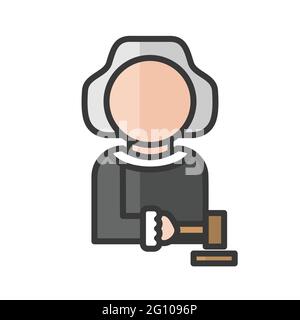 Male judge avatar. Magistrate man character. Justice and law. Profile user, person. People icon. Isolated vector illustration Stock Vector