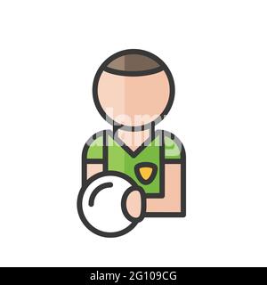 Male soccer player avatar. Man playing sport character. Profile user, person. People icon. Isolated vector illustration Stock Vector