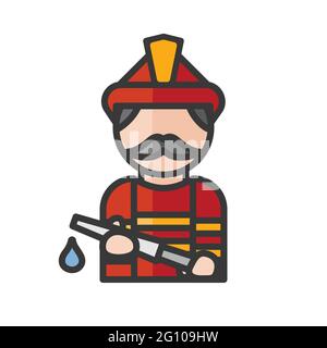 Firefighter avatar. Man working. Fireman character. Profile user, person. People icon. Isolated vector illustration Stock Vector