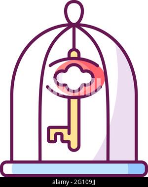 Key in cage RGB color icon Stock Vector