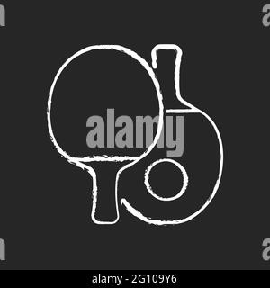 Ping pong chalk white icon on dark background Stock Vector
