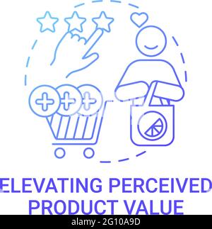Elevating perceived product value concept icon Stock Vector