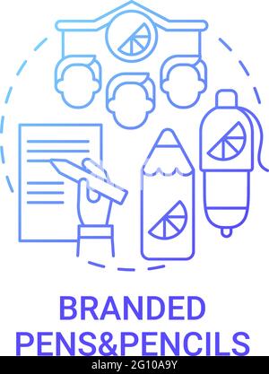 Branded pens and pencils concept icon Stock Vector