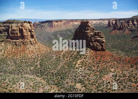 View from trail off Rim Rock Drive, Colorado National Monument, Grand Junction, Colorado, USA Stock Photo