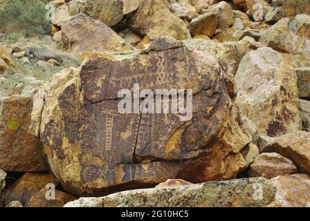 Native American Petroglyphs at archaeological site, Parowan Gap, Utah, USA