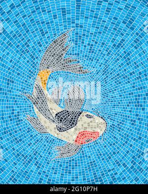 Koi carp fish mosaic, vector illustration Stock Vector