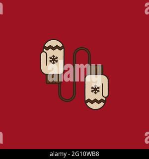 Pair of wollen knitted mittens with snow flake vector illustration for Mitten Tree Day on December 6 Stock Vector